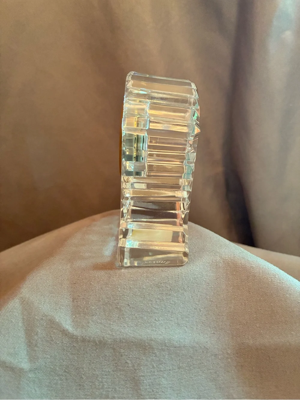 Waterford Crystal 3” Small Gold Ringed Carriage Clock, Needs Battery